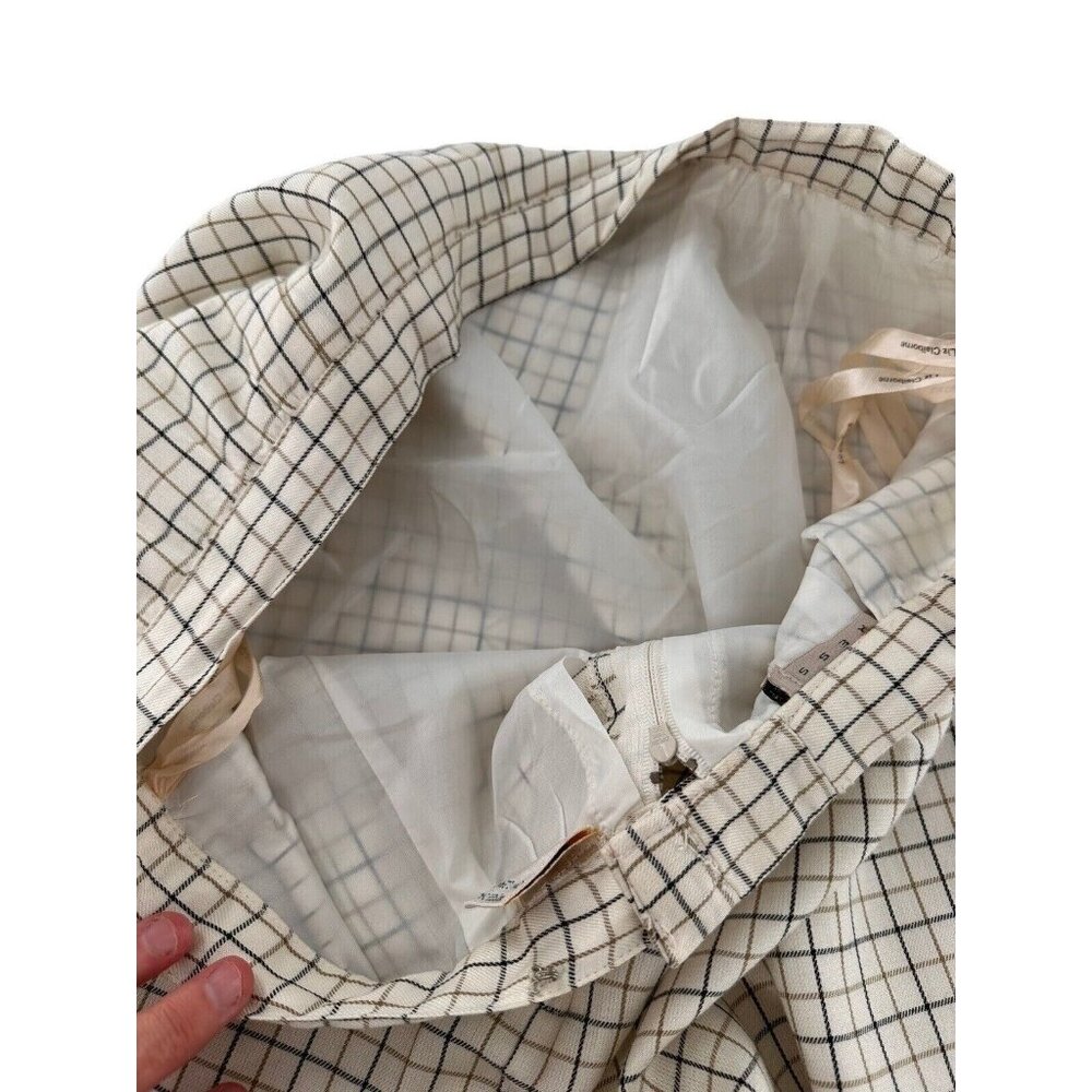 Vtg Liz Claiborne Beige Black Checkered Rayon Midi Skirt Size 12 Academia Money - Picture 10 of 13